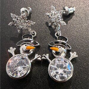 Snowman and Snowflake Drop Earrings